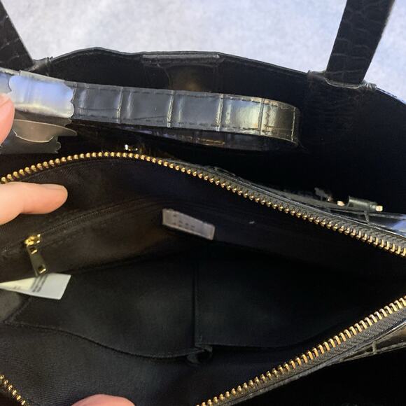 NWT A New Day Black Vegan Leather Handbag, Faux Crocodile Purse Adjustable - Picture 7 of 14